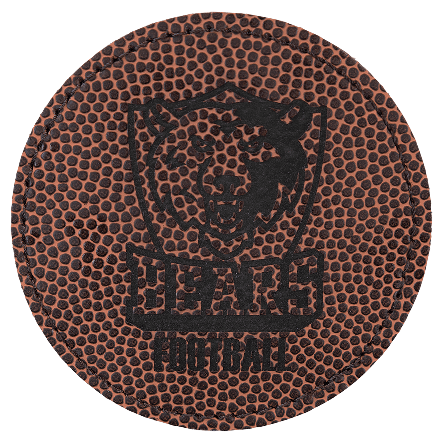 Football 3" round leatherette patch laser engravable Kota Pro adhesive