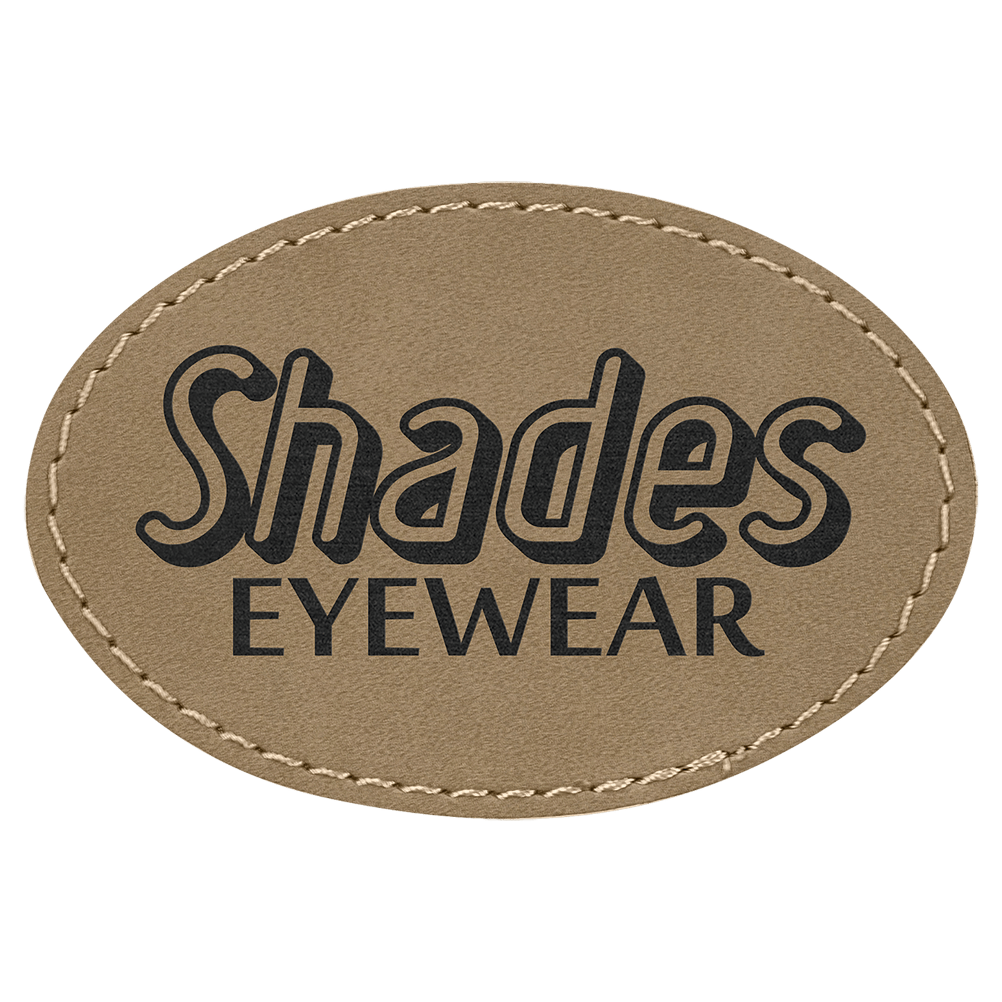 Light Brown 3" x 2" Oval Laserable Leatherette Patch with Adhesive