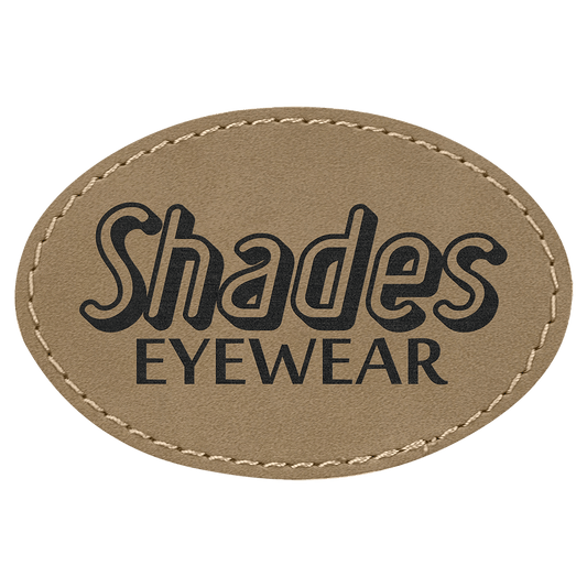 Light Brown 3" x 2" oval leatherette patch laser engravable Kota Pro adhesive