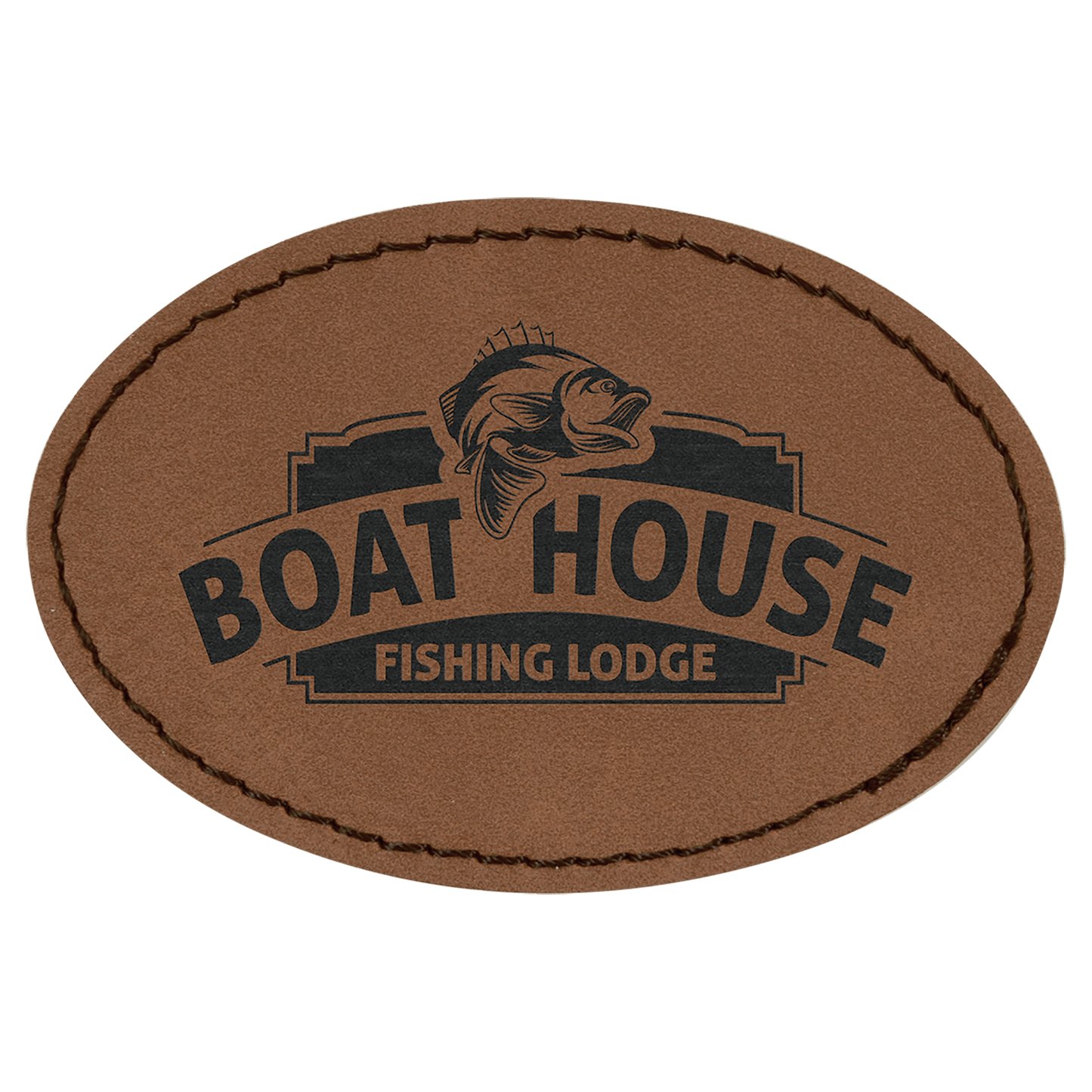 Dark Brown 3" x 2" Oval Laserable Leatherette Patch with Adhesive