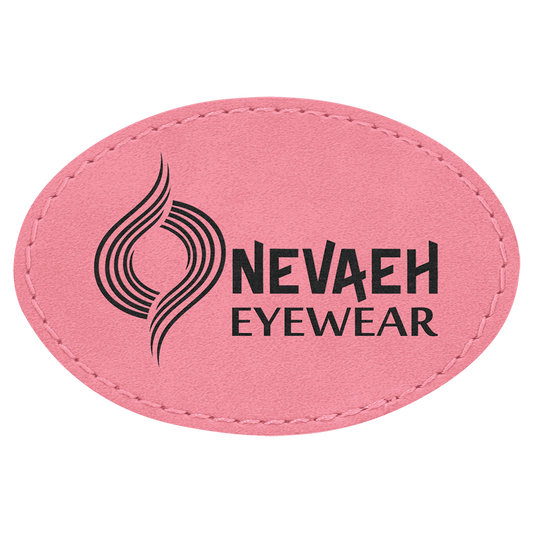 3" x 2" Oval Pink Laserable Leatherette Patch with Adhesive