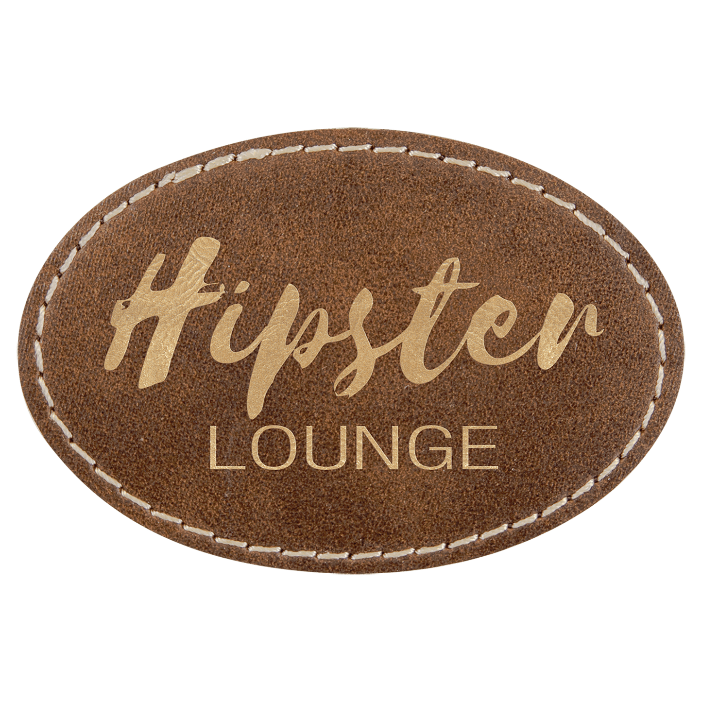 Rustic/Gold 3" x 2" Oval Laserable Leatherette Patch with Adhesive