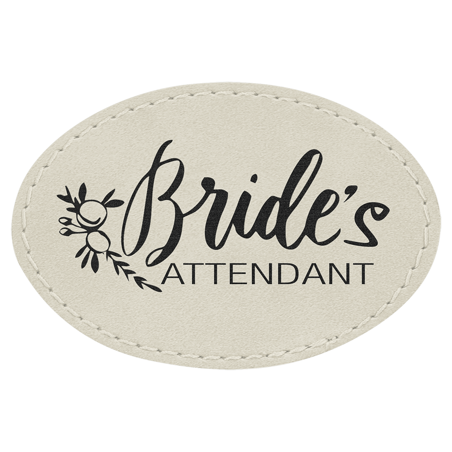 White 3" x 2" Oval Laserable Leatherette Patch with Adhesive