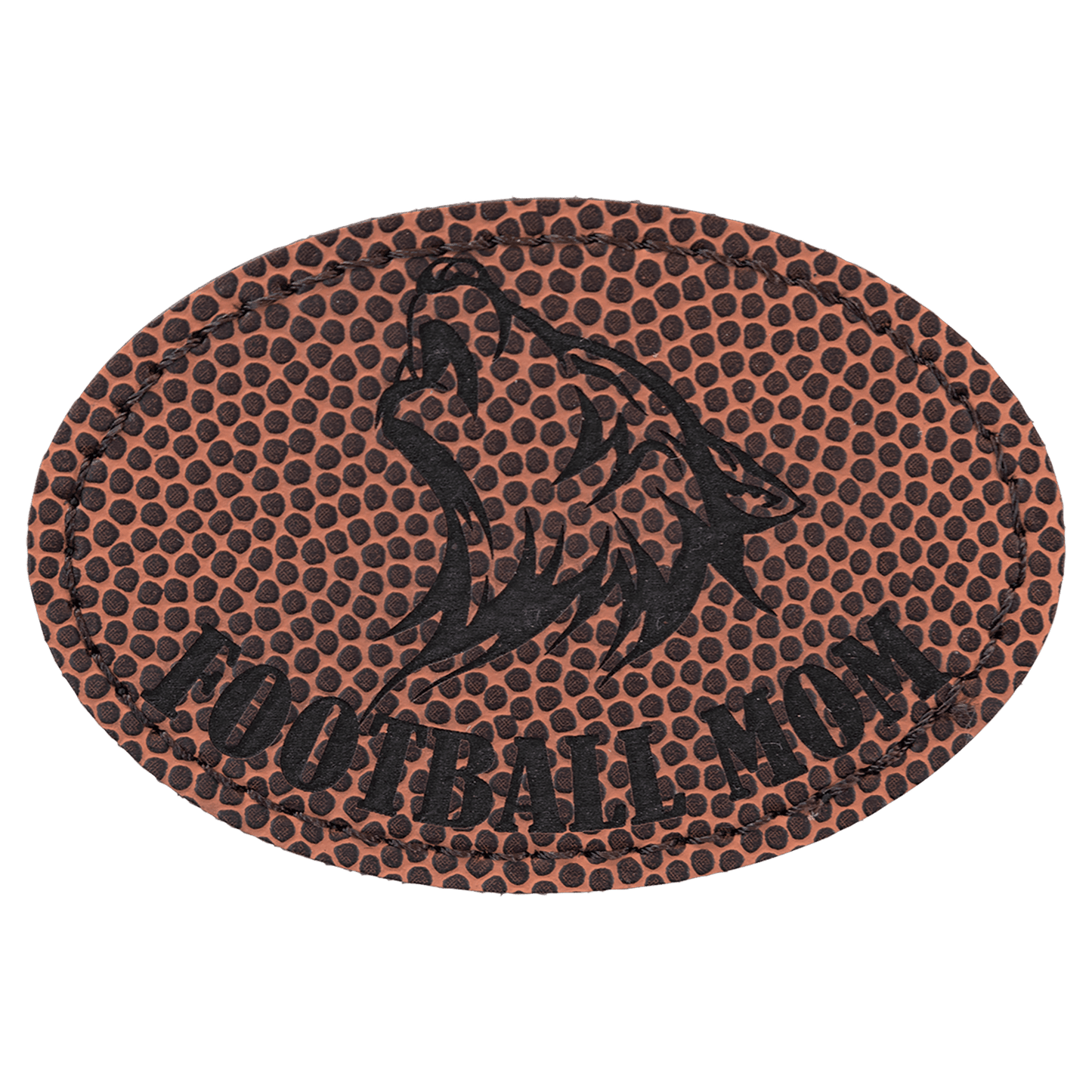 Football 3" x 2" Oval Laserable Leatherette Patch with Adhesive