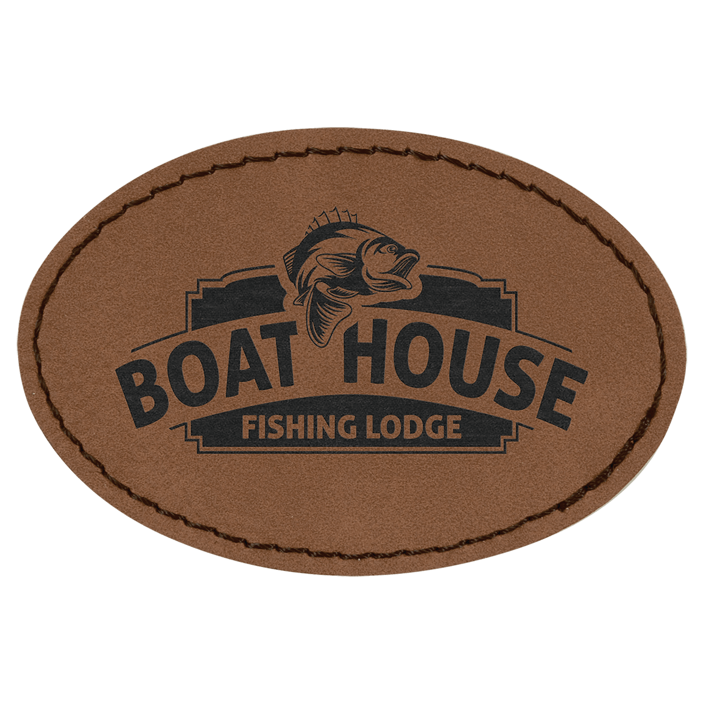 Dark Brown 3" x 2" oval leatherette patch laser engravable Kota Pro adhesive