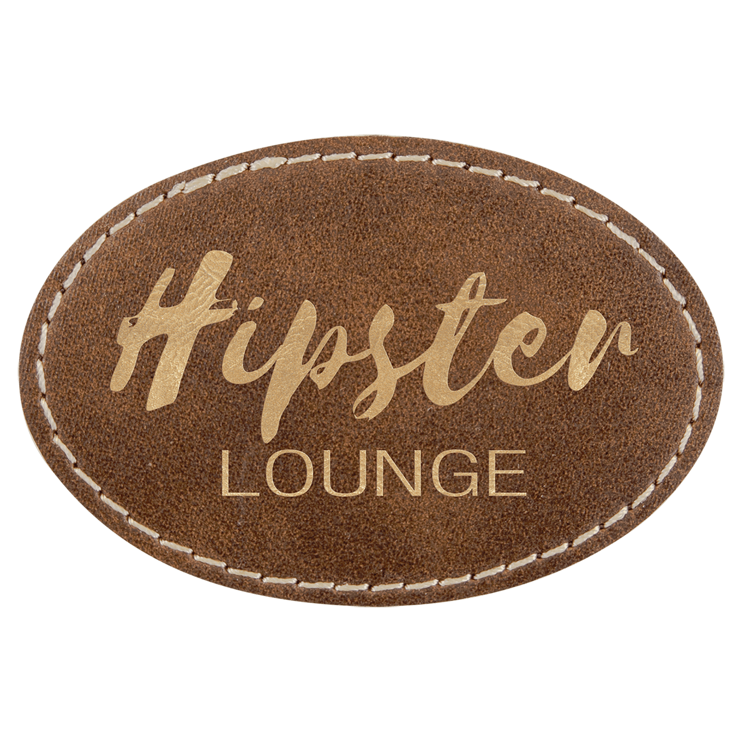 Rustic/Gold 3" x 2" oval leatherette patch laser engravable Kota Pro adhesive