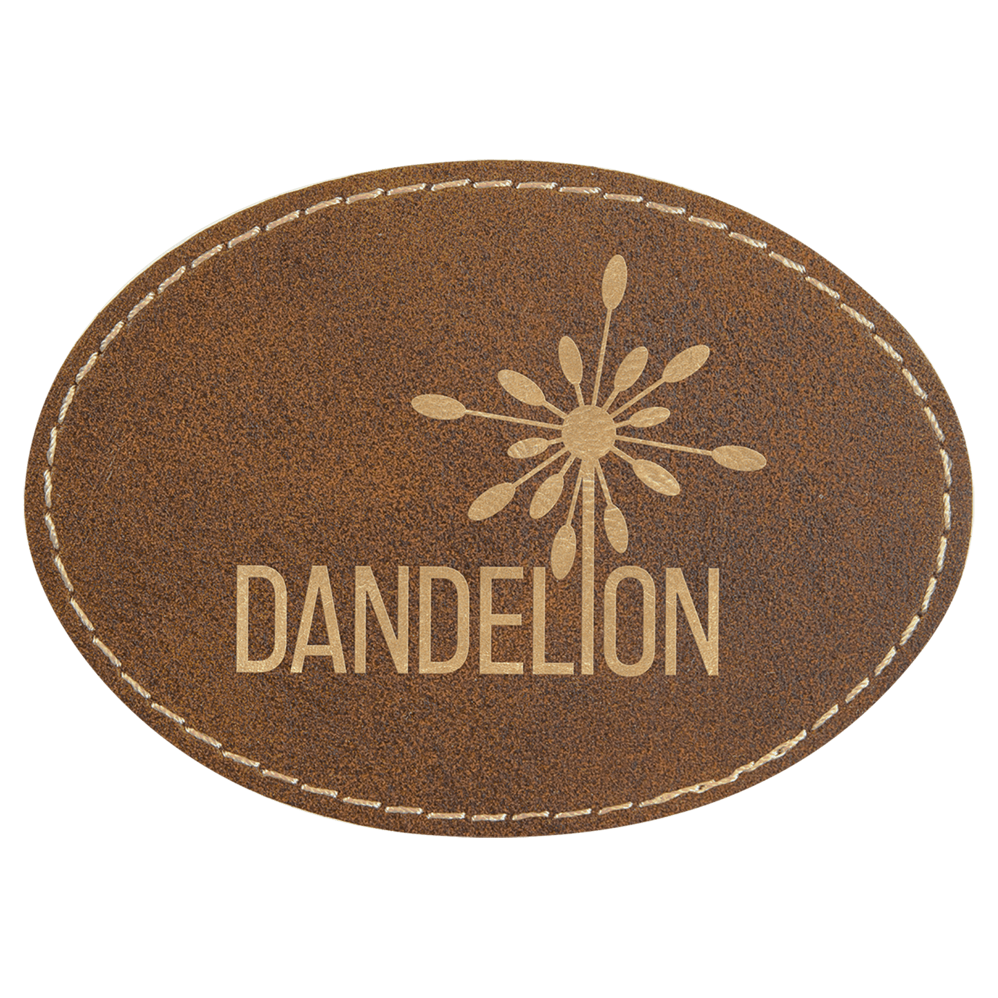 Rustic/Gold 3 1/2" x 2 1/2" oval leatherette patch laser engravable Kota Pro adhesive