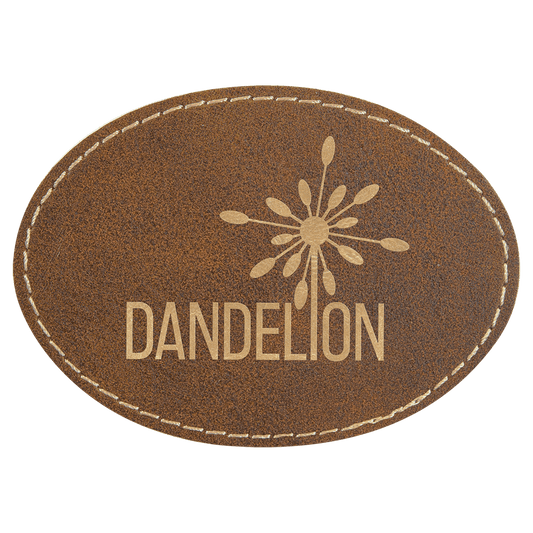 3 1/2" x 2 1/2" Oval Rustic/Gold Laserable Leatherette Patch with Adhesive