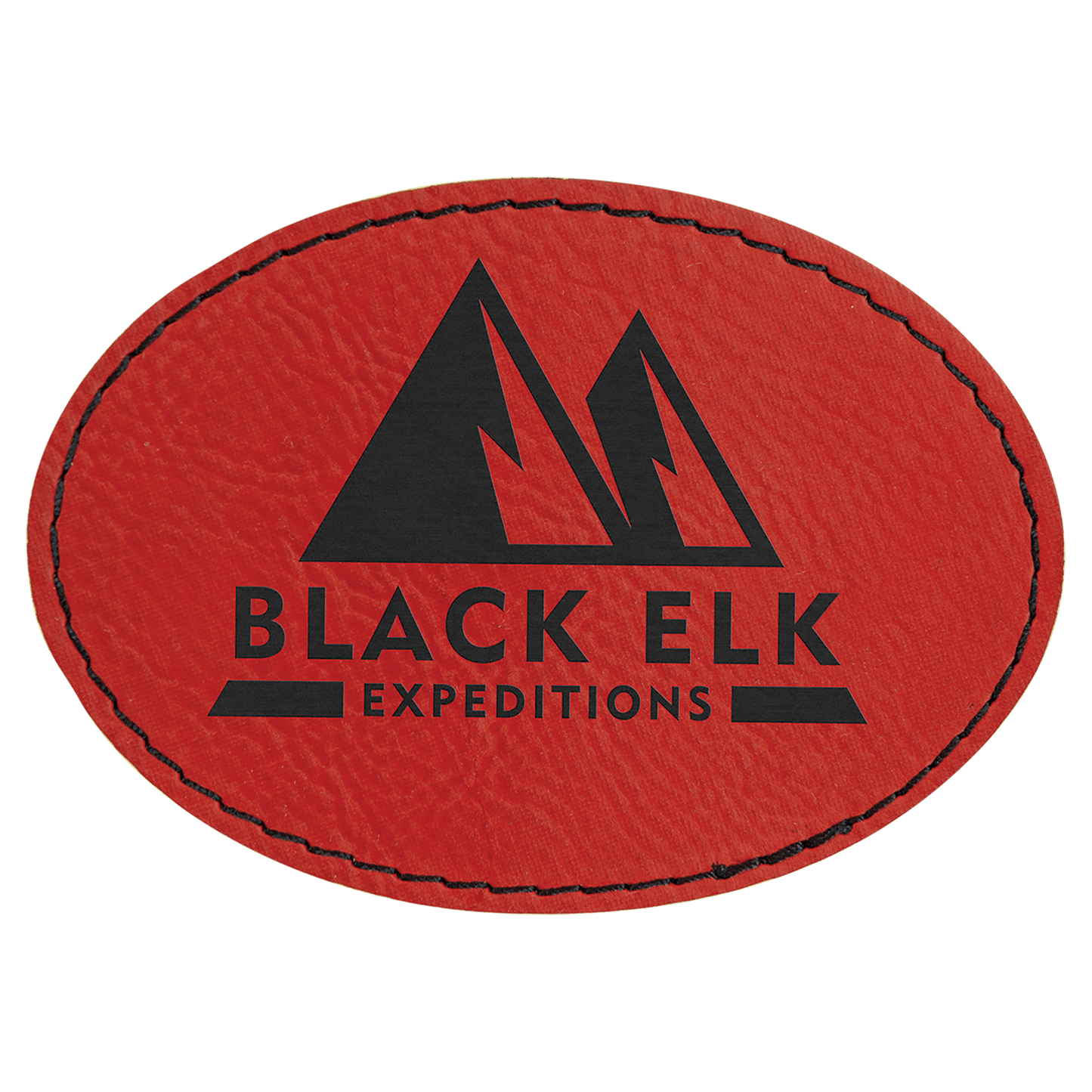 3 1/2" x 2 1/2" Oval Red Laserable Leatherette Patch with Adhesive