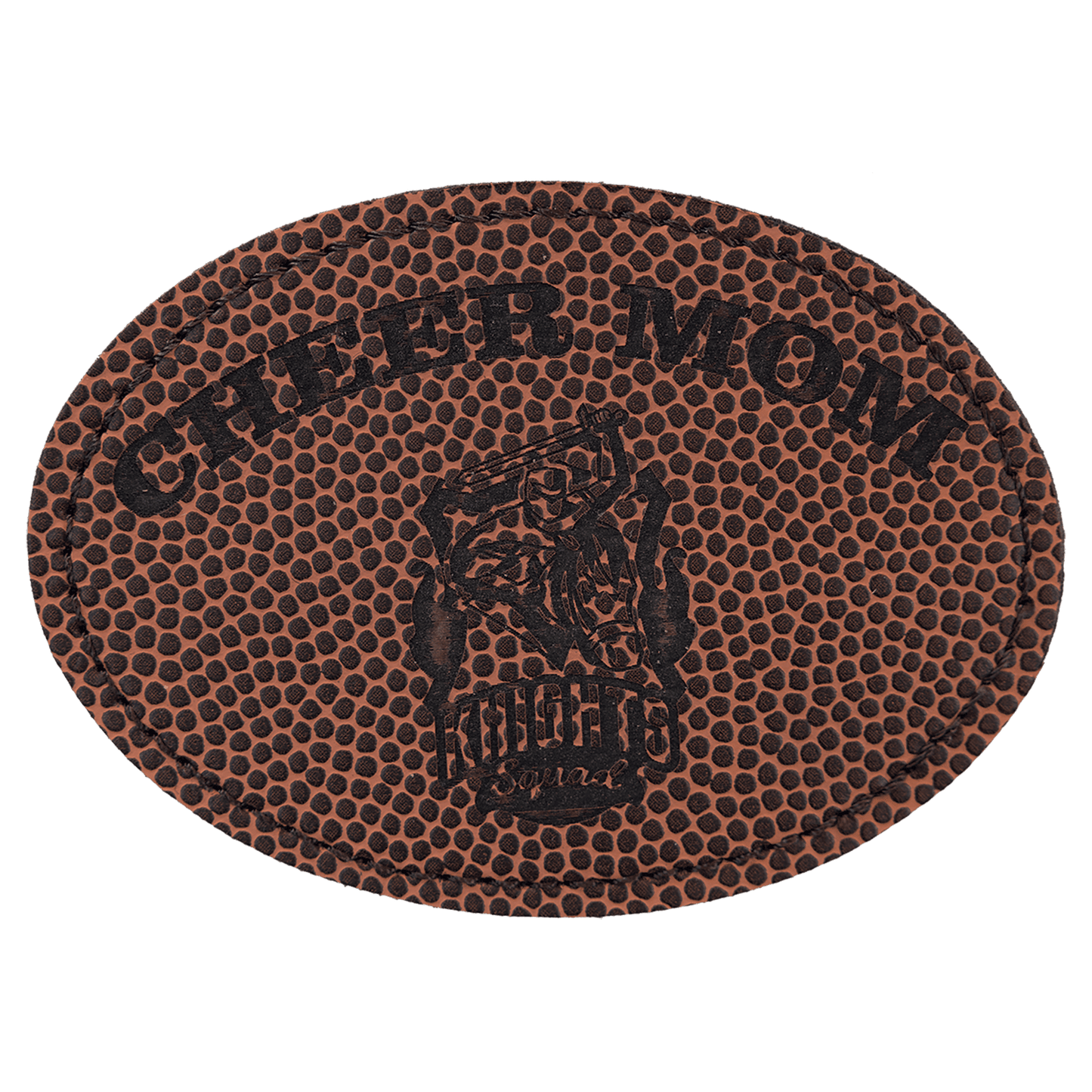 Football 3 1/2" x 2 1/2" oval leatherette patch laser engravable Kota Pro adhesive