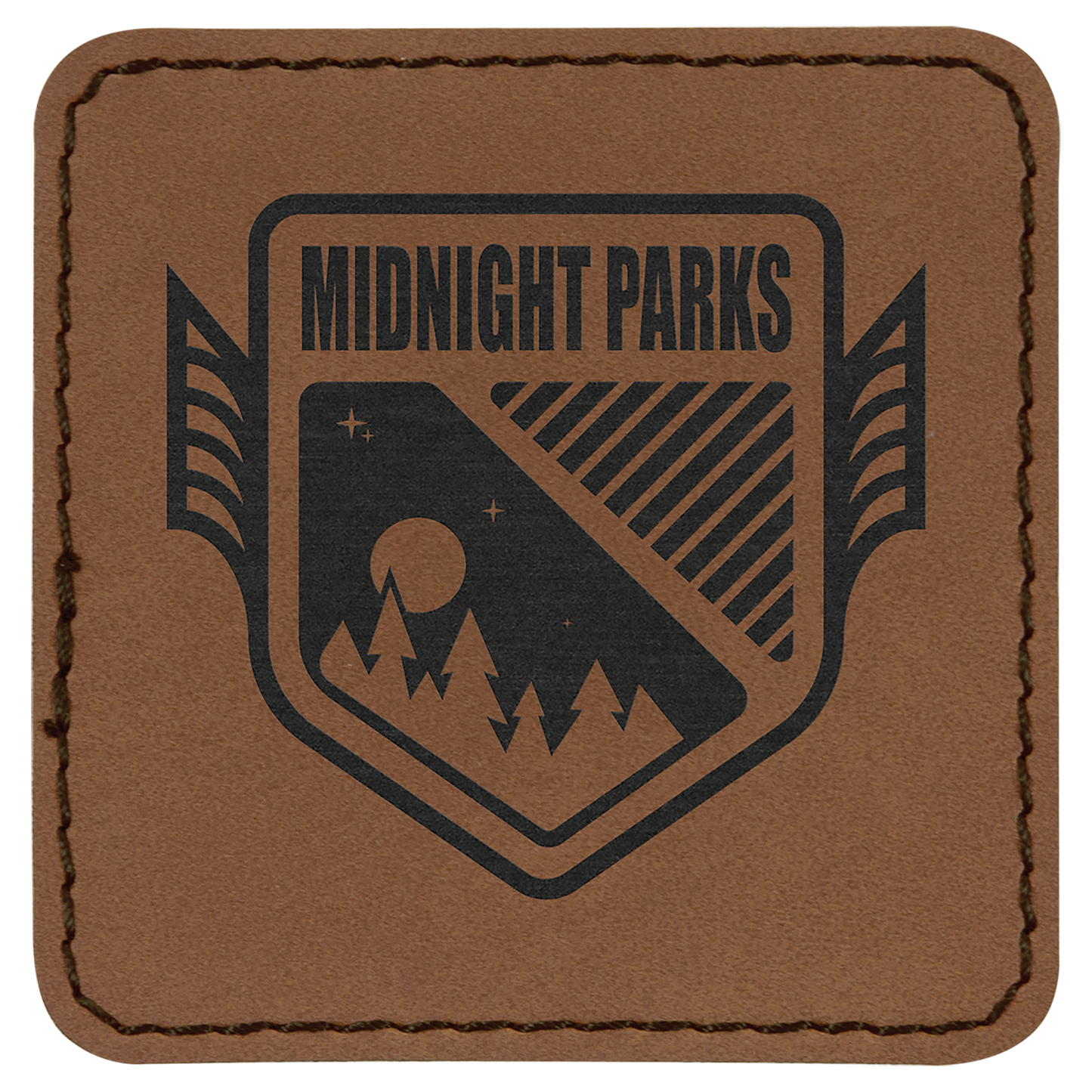 Dark Brown 2 1/2" x 2 1/2" Square Laserable Leatherette Patch with Adhesive