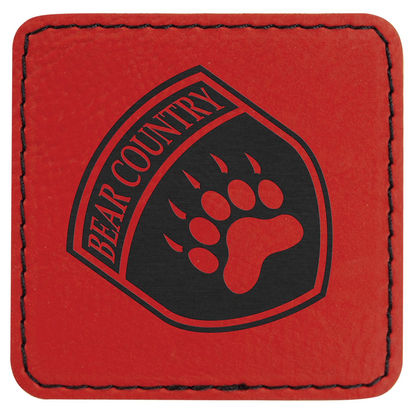 Red 2 1/2" x 2 1/2" Square Laserable Leatherette Patch with Adhesive
