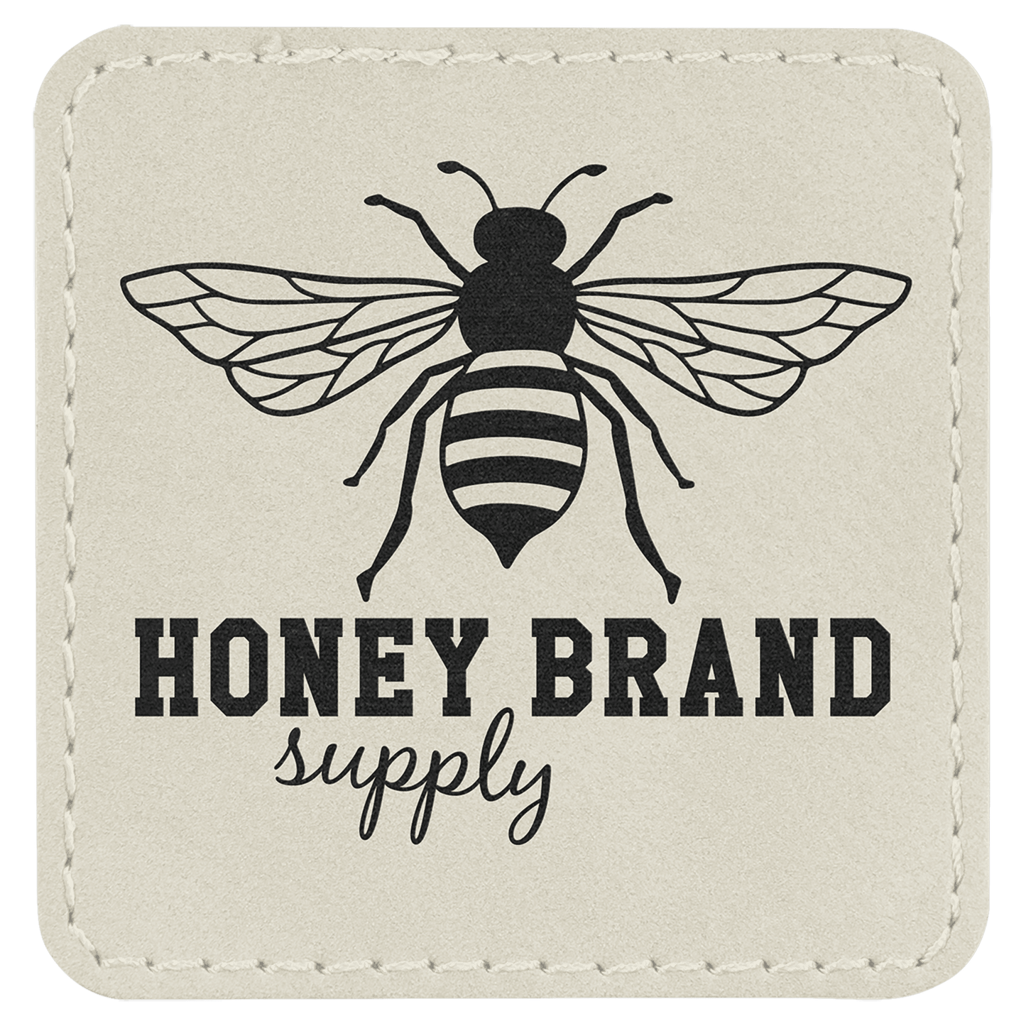 2 1/2" x 2 1/2" Square White Laserable Leatherette Patch with Adhesive