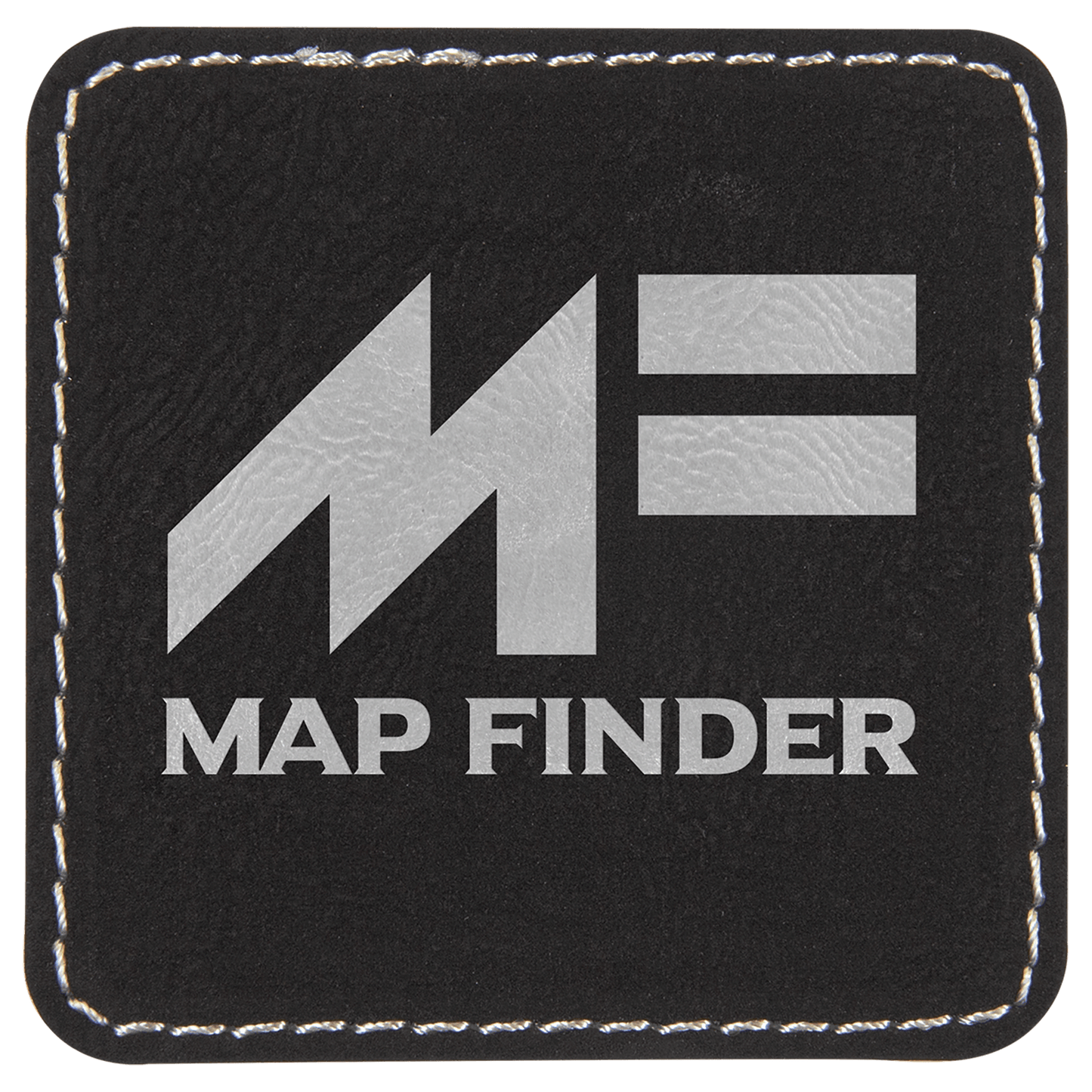 Black/Silver 2 1/2" x 2 1/2" square leatherette patch laser engravable Kota Pro adhesive