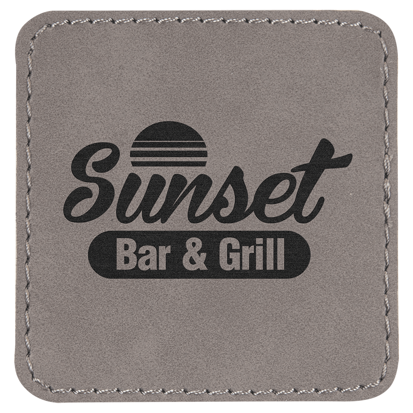 Gray 2 1/2" x 2 1/2" square leatherette patch laser engravable Kota Pro adhesive
