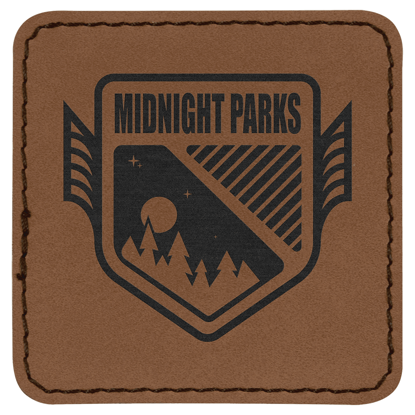 Dark Brown 2 1/2" x 2 1/2" square leatherette patch laser engravable Kota Pro adhesive