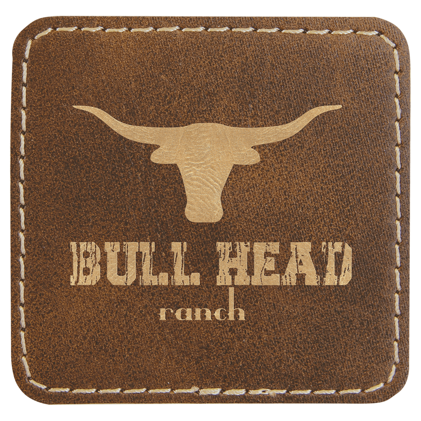 Rustic/Gold 2 1/2" x 2 1/2" square leatherette patch laser engravable Kota Pro adhesive