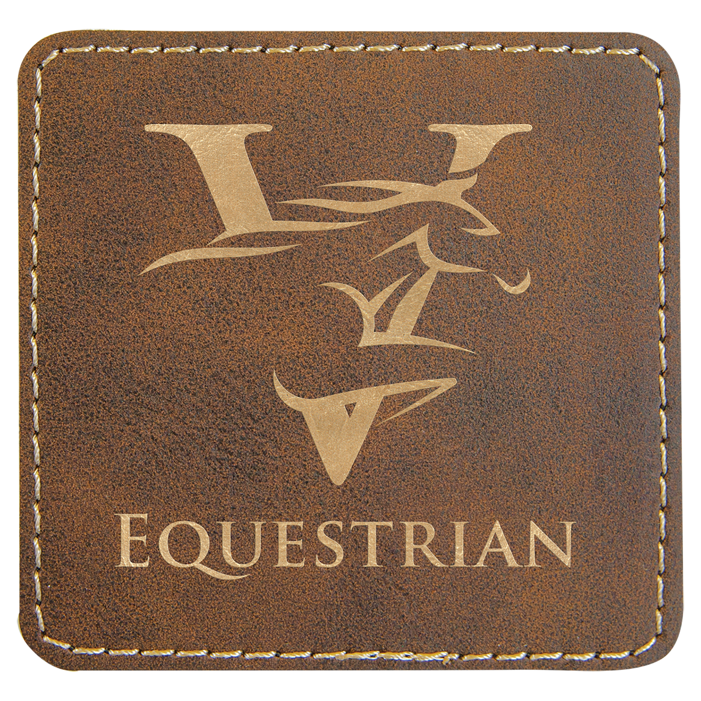 Rustic/Gold 3" x 3" Square Laserable Leatherette Patch with Adhesive