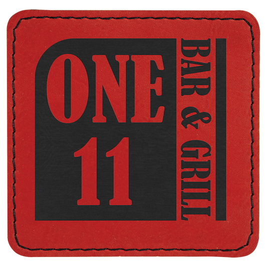 3" x 3" Square Red Laserable Leatherette Patch with Adhesive