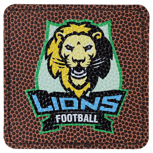 3" x 3" Square Football Laserable Leatherette Patch with Adhesive