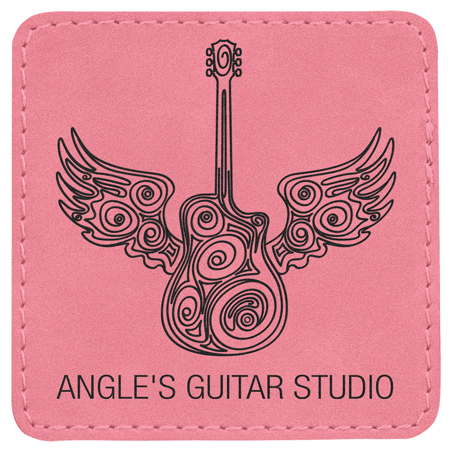 Pink 3" x 3" square leatherette patch laser engravable Kota Pro adhesive