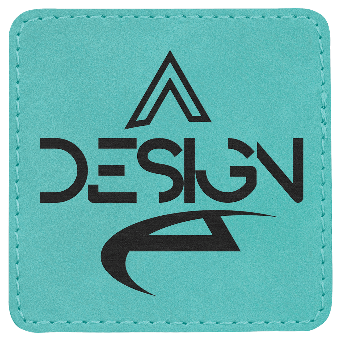 Teal 3" x 3" square leatherette patch laser engravable Kota Pro adhesive