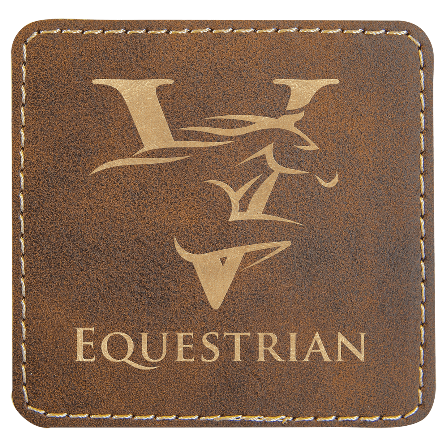 Rustic/Gold 3" x 3" square leatherette patch laser engravable Kota Pro adhesive