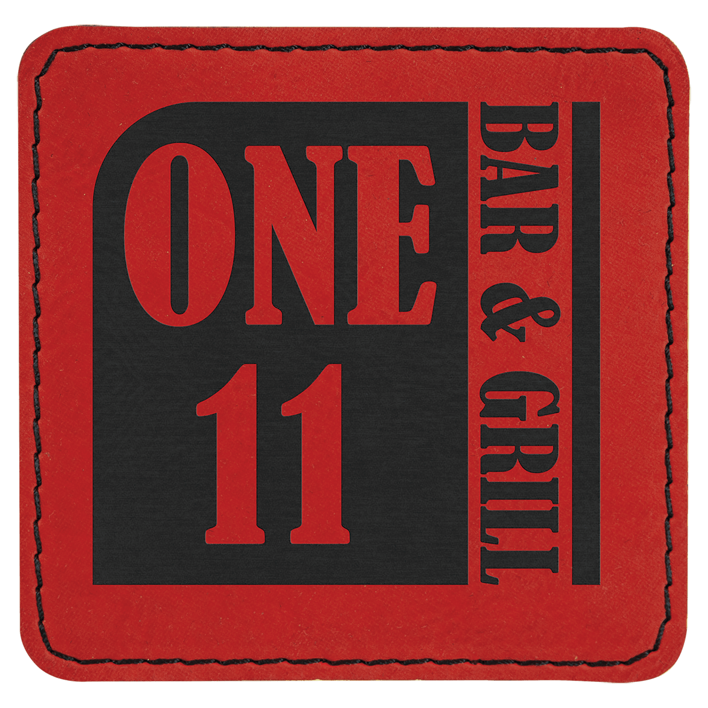 Red 3" x 3" square leatherette patch laser engravable Kota Pro adhesive