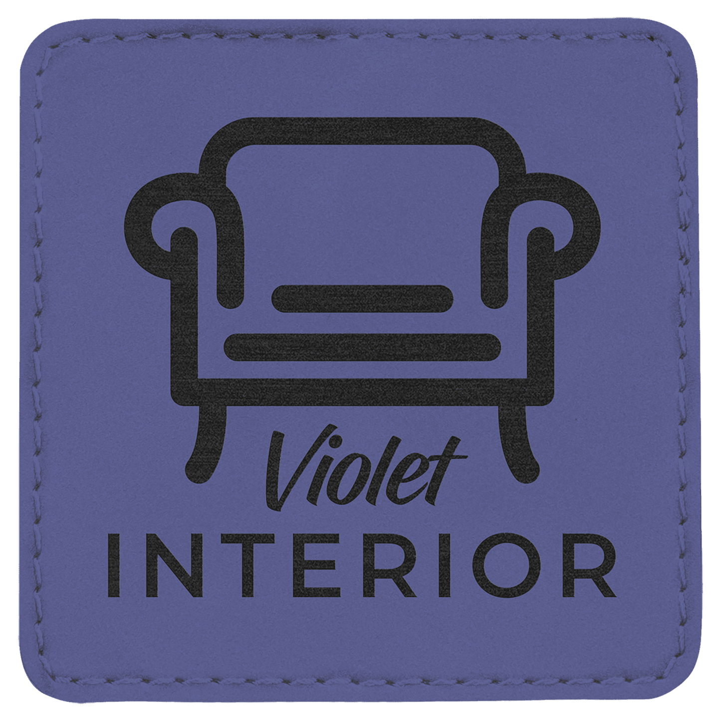 Purple 3" x 3" square leatherette patch laser engravable Kota Pro adhesive