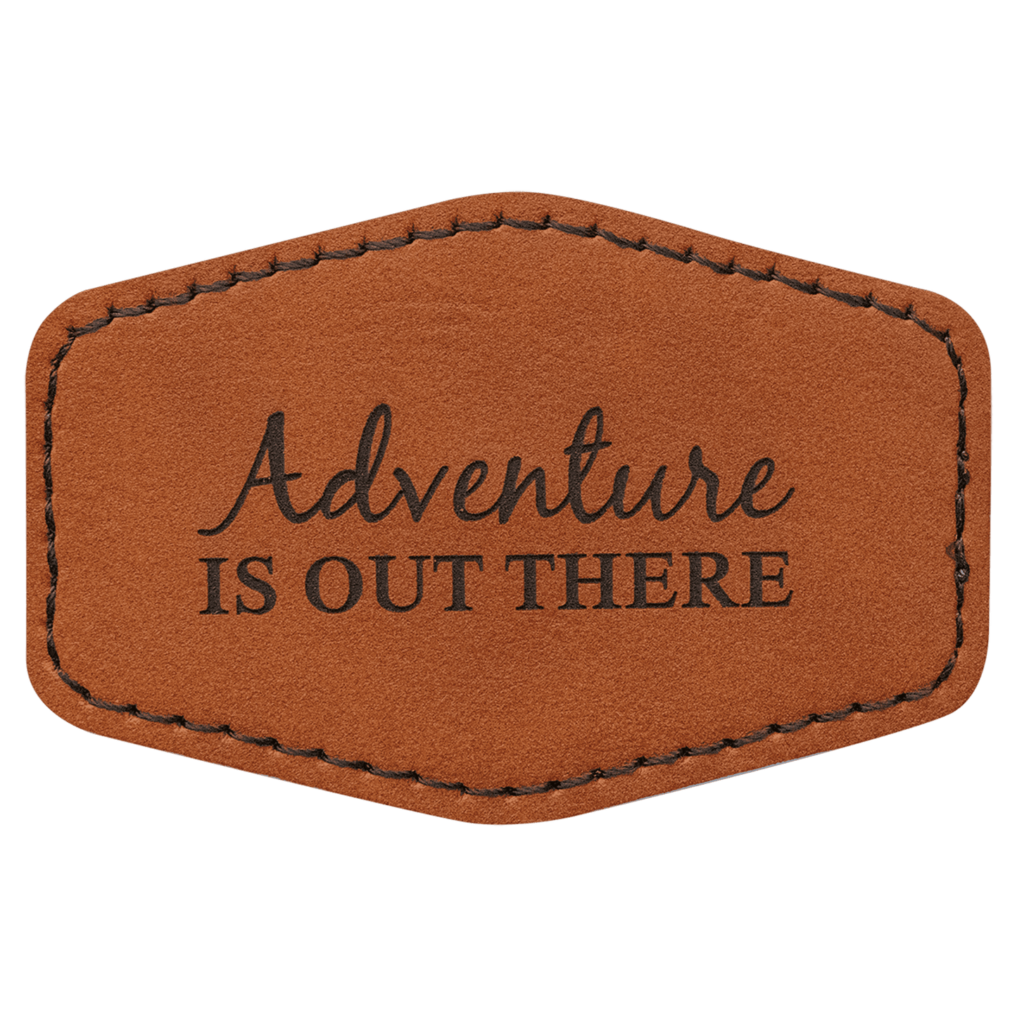 Rawhide 3" x 2" hex leatherette patch laser engravable Kota Pro adhesive