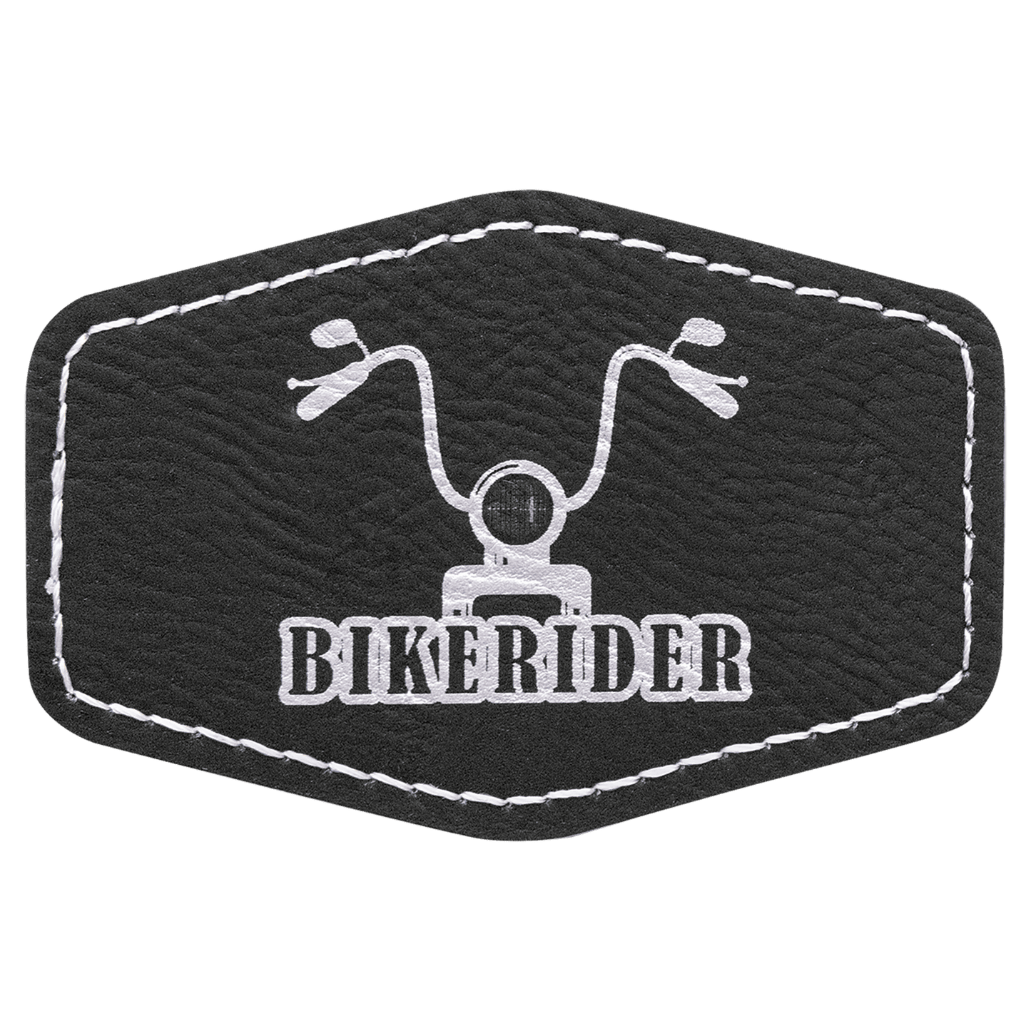 Black/Silver 3" x 2" hex leatherette patch laser engravable Kota Pro adhesive