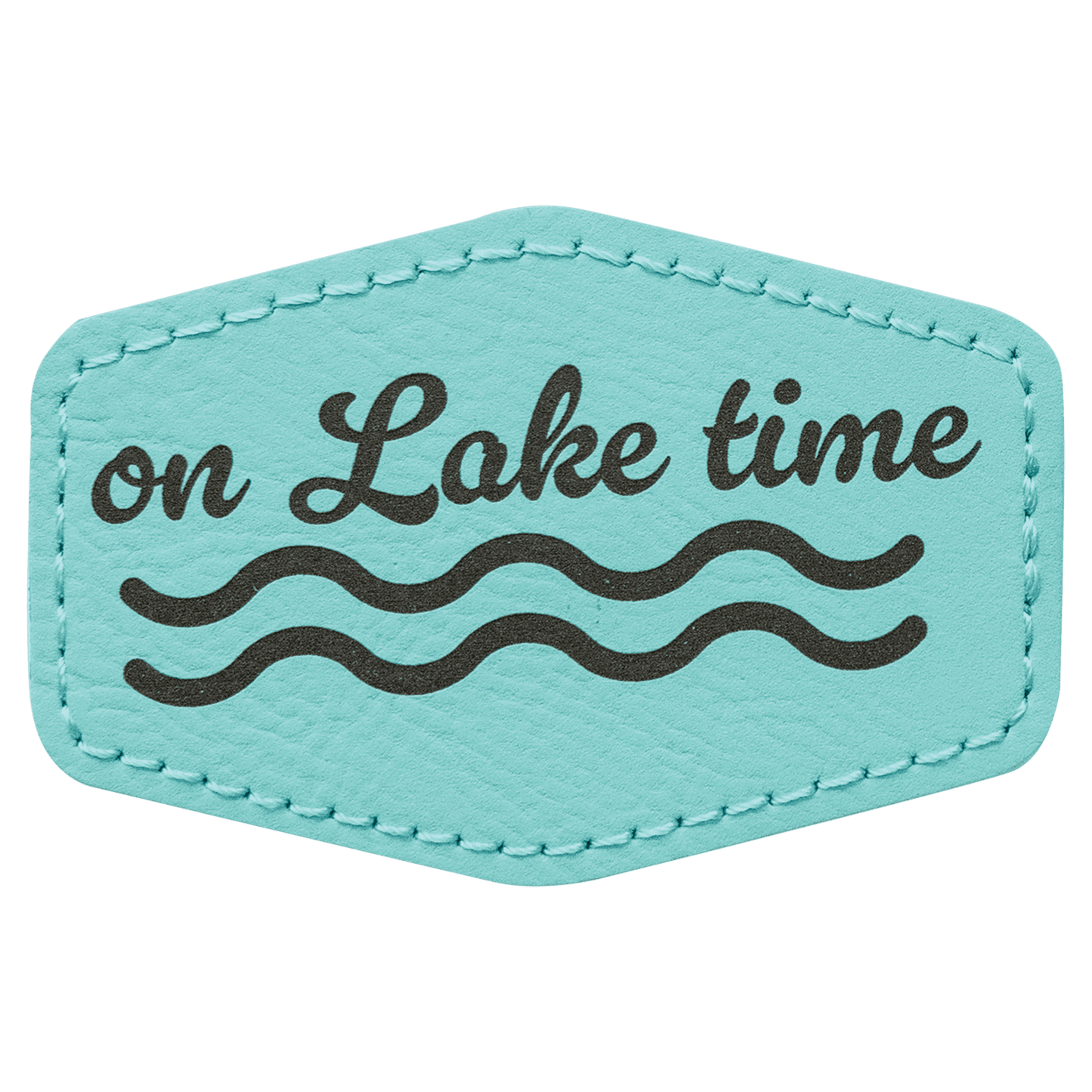 Teal 3" x 2" hex leatherette patch laser engravable Kota Pro adhesive