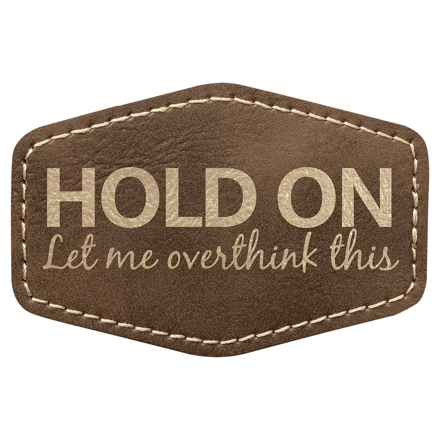 Rustic/Gold 3" x 2" hex leatherette patch laser engravable Kota Pro adhesive