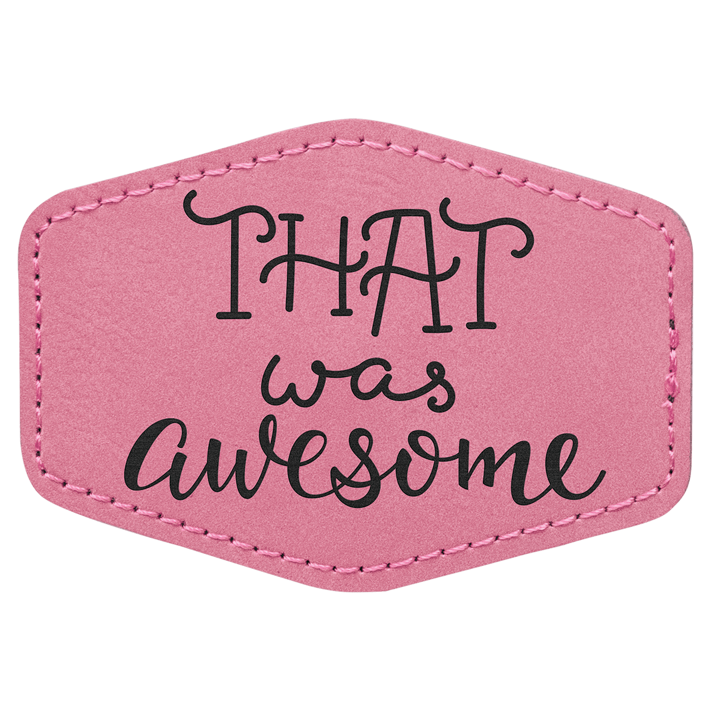 Pink 3 1/2" x 2 1/2" hex leatherette patch laser engravable Kota Pro adhesive