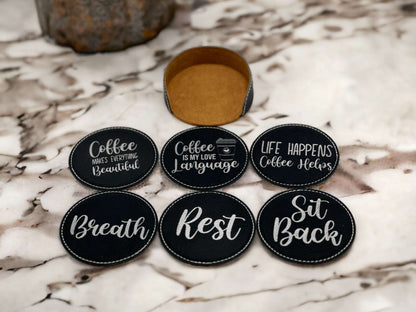 Leather Round Coaster Set