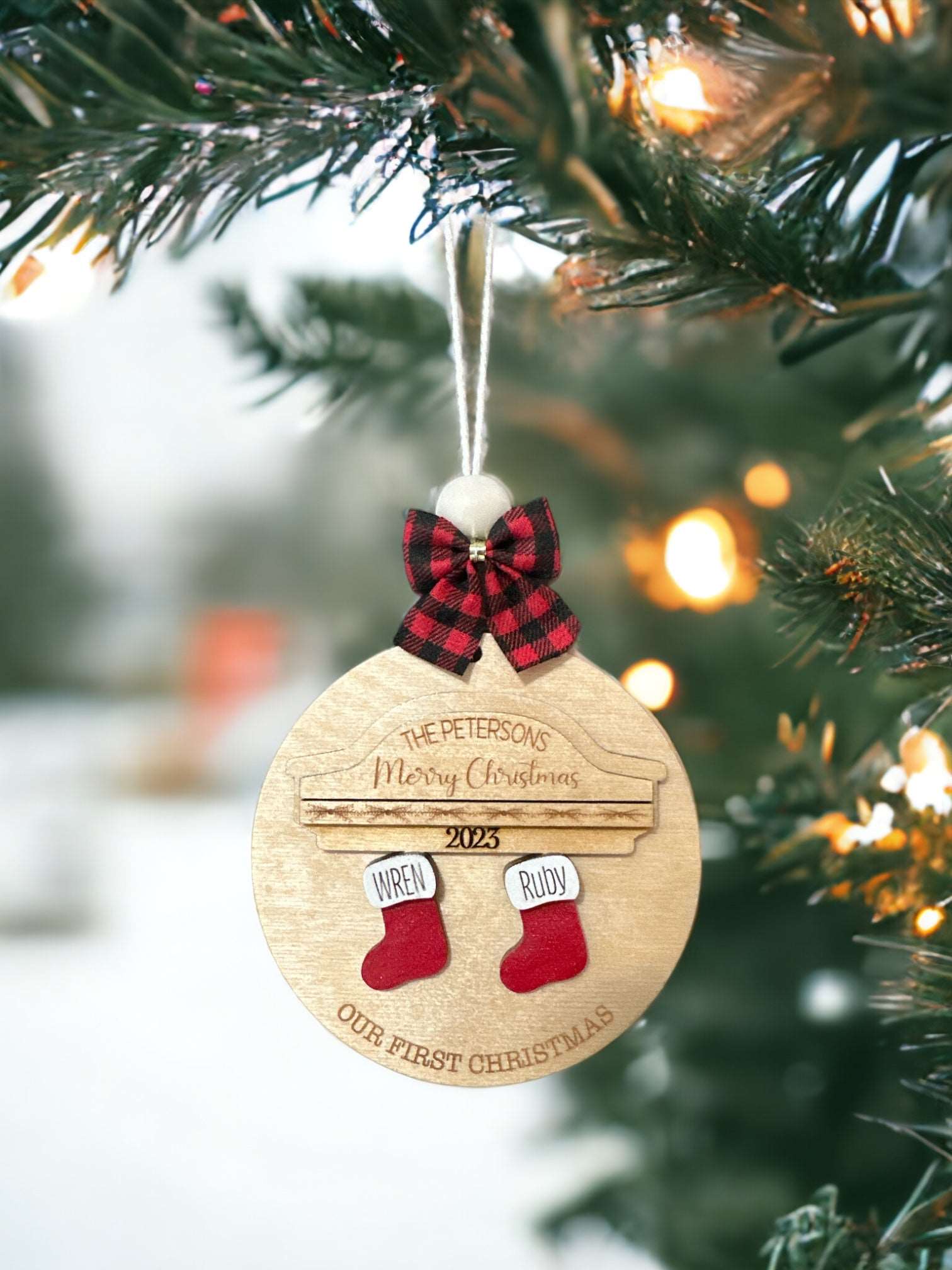 Personalized Stocking Round Ornament