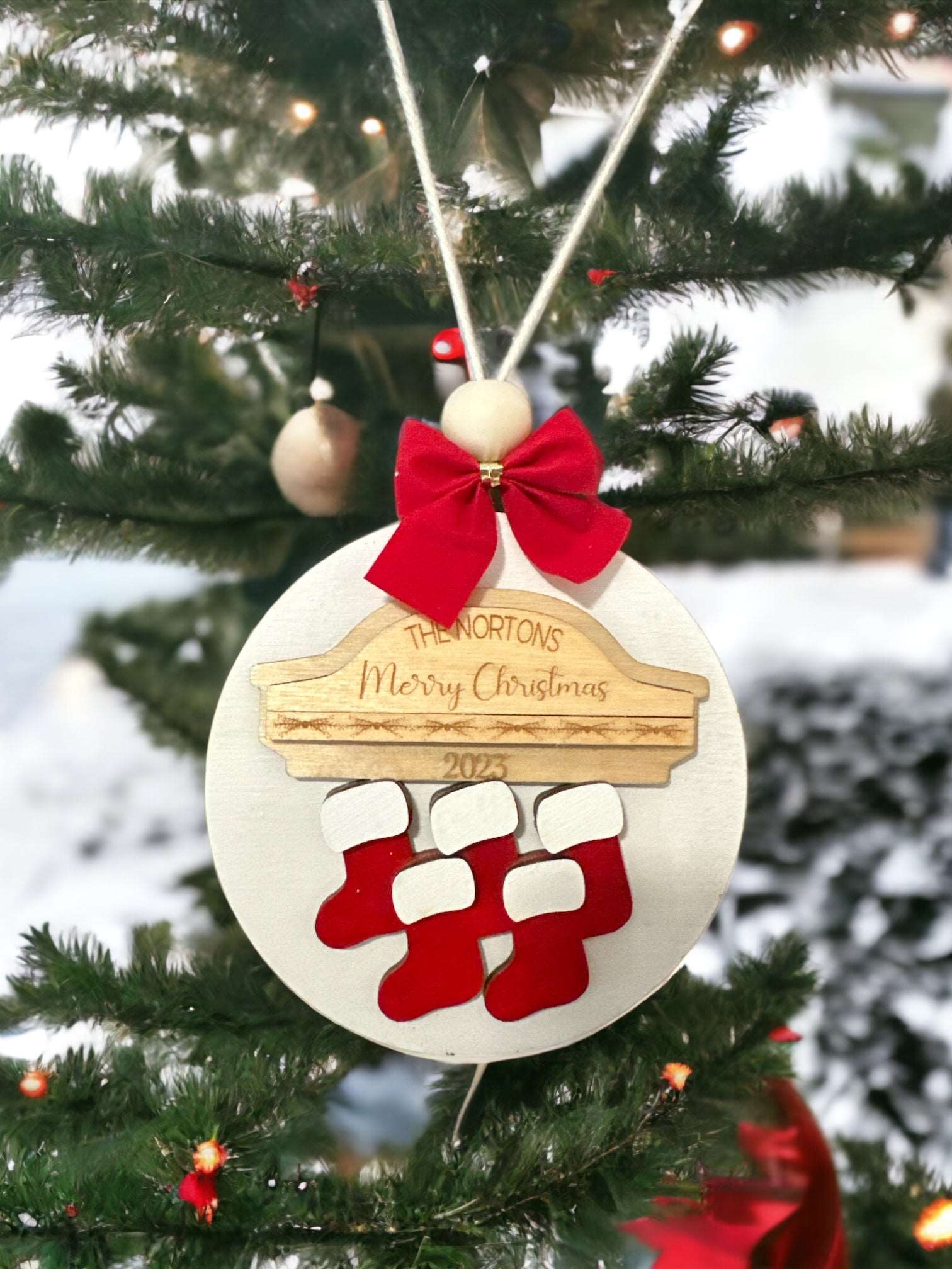 Personalized Stocking Round Ornament