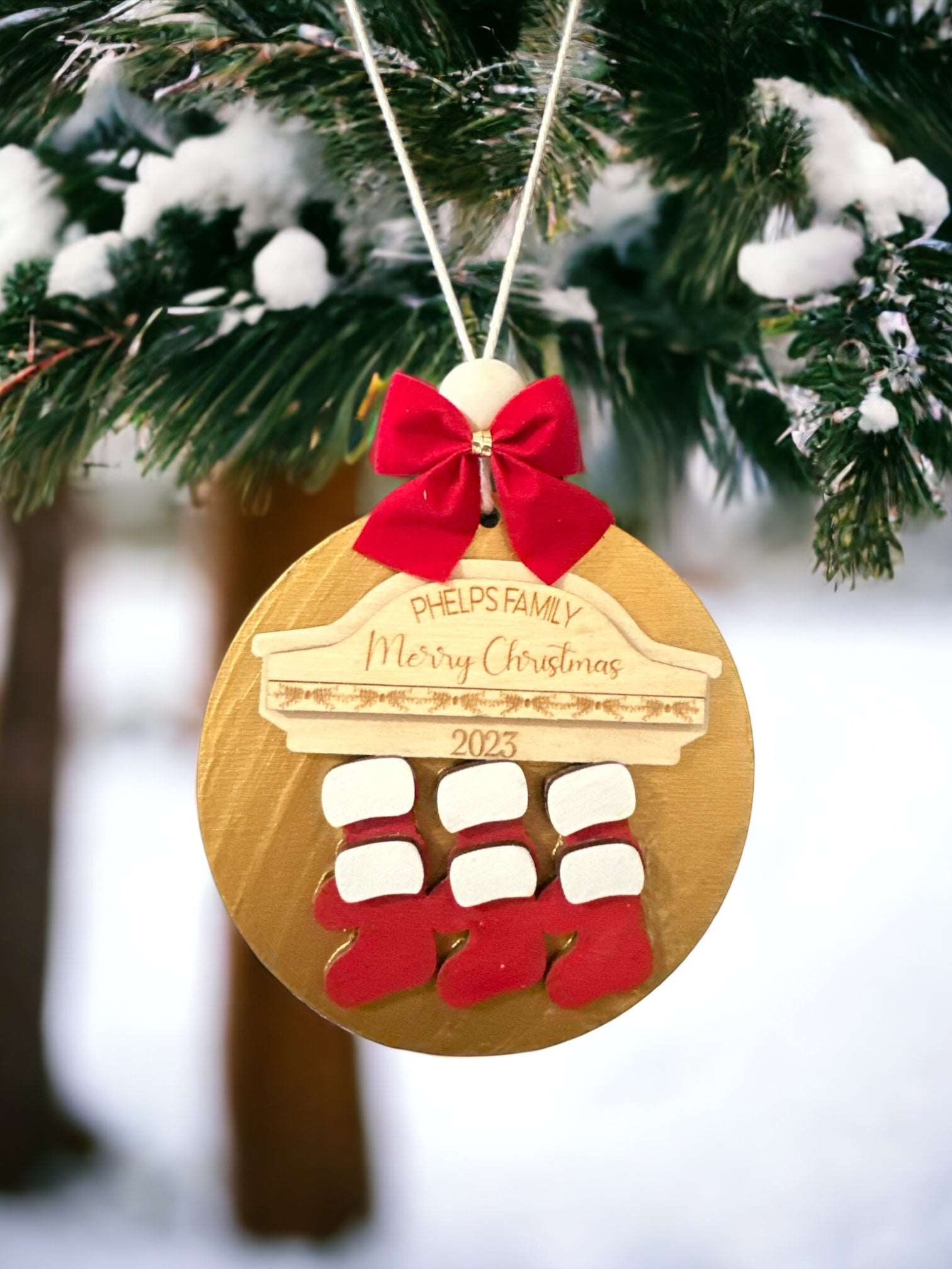 Personalized Stocking Round Ornament