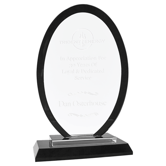 7 1/2" Oval Regal Glass crystal award laser engravable