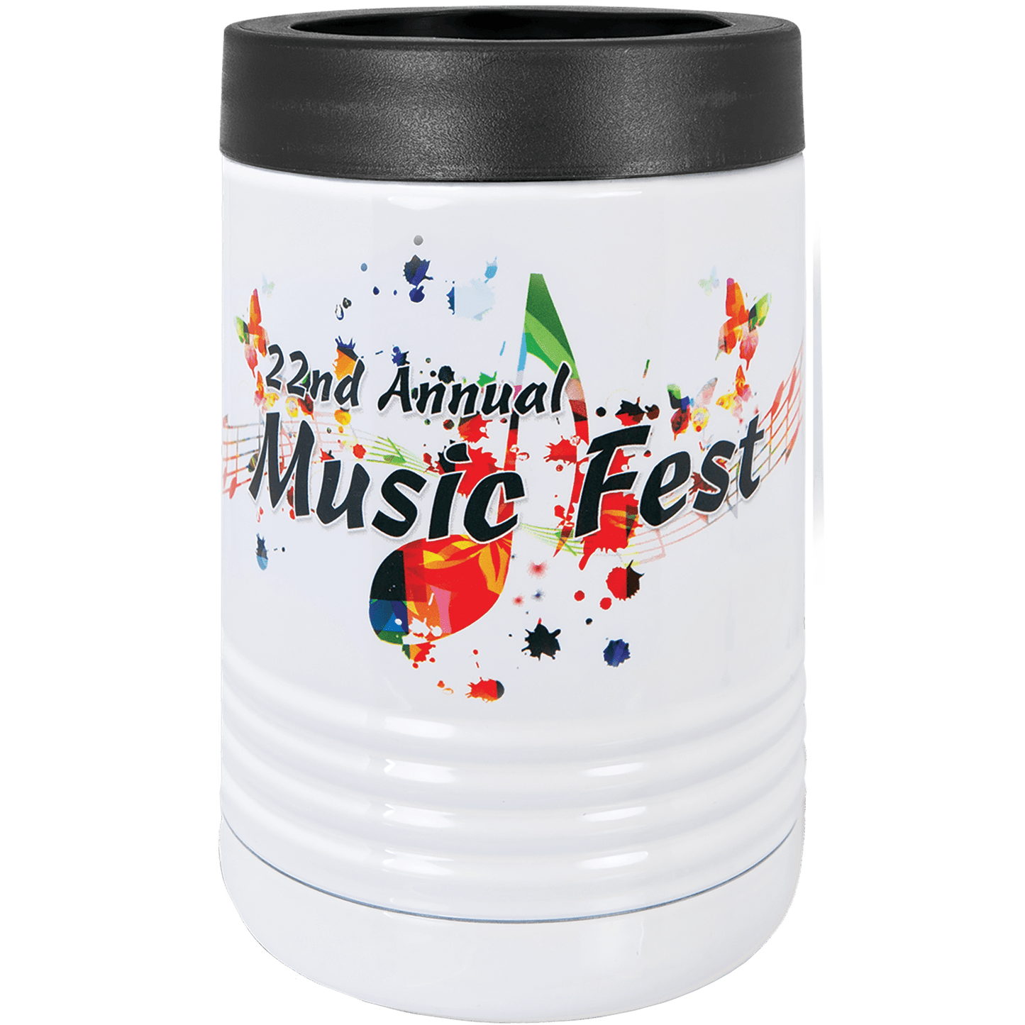 Personalized stainless steel vacuum insulated can and bottle holder with custom engraved name or design