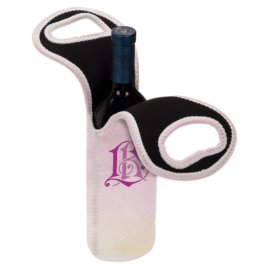 Personalized insulated wine gift bag with custom full-color photo or design, fits standard wine bottles