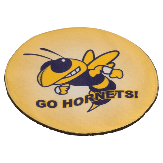 Personalized 4 inch round neoprene coaster with custom full-color photo or design