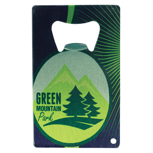 Personalized stainless steel bottle opener with keyring hole and custom full-color design or name