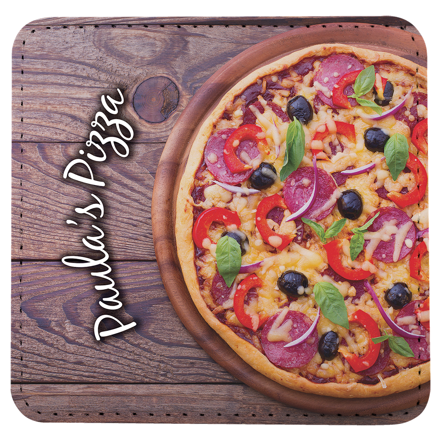 Personalized 4 inch square fabric coaster with custom full-color photo or design on white sublimation surface