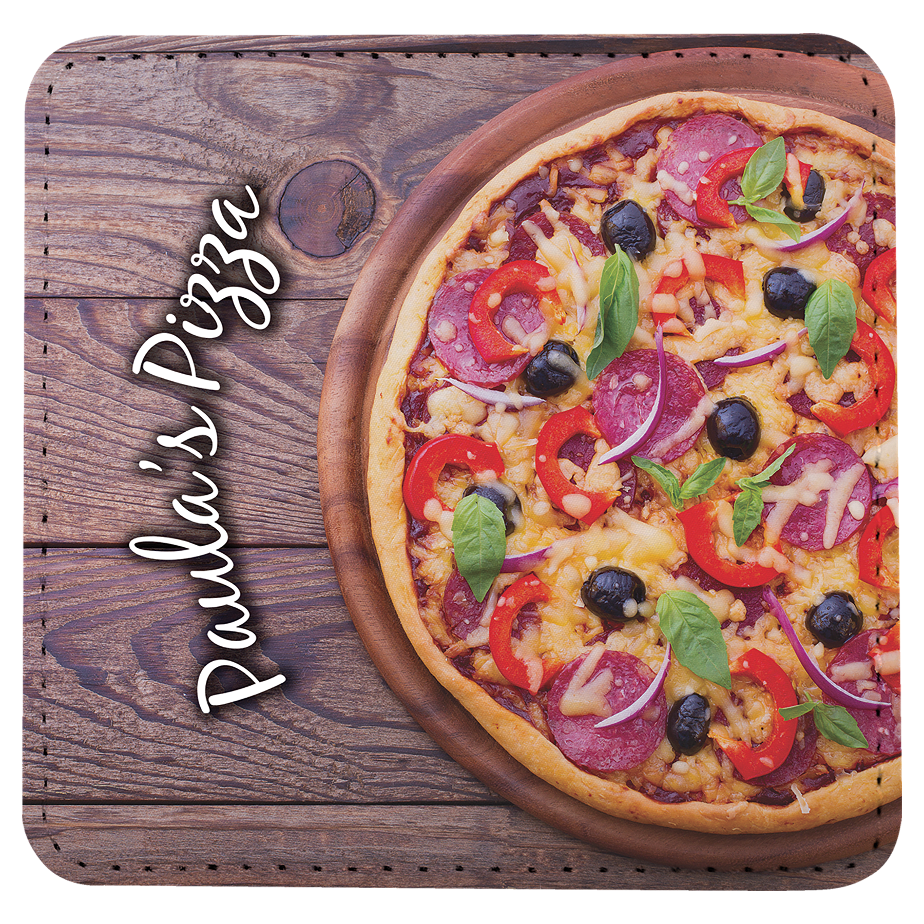 Personalized 4 inch square fabric coaster with custom full-color photo or design on white sublimation surface