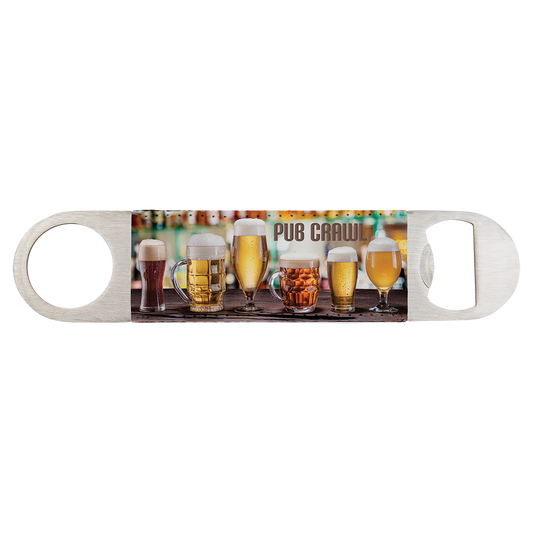 Personalized 7 inch stainless steel bottle opener with full-color custom design or name