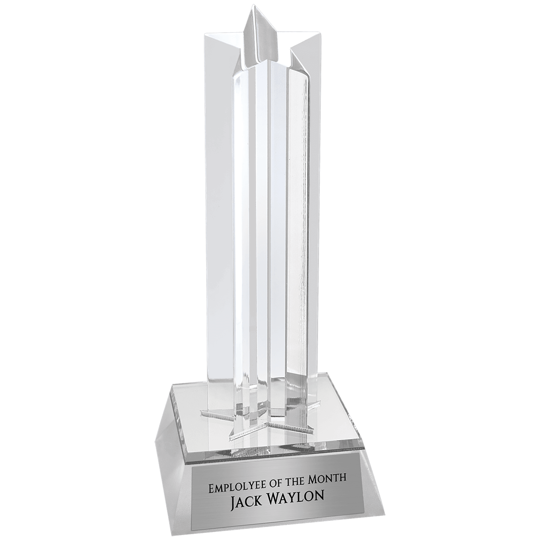 6 3/4" Silver Star Column Acrylic with Silver Base