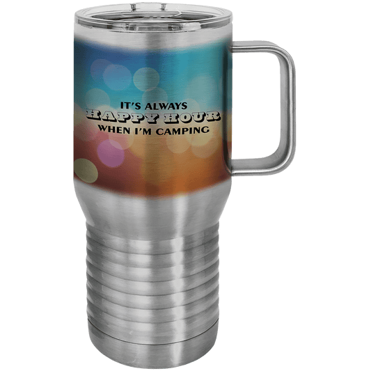 Personalized 20 oz. stainless steel travel mug with slider lid and custom full-color design