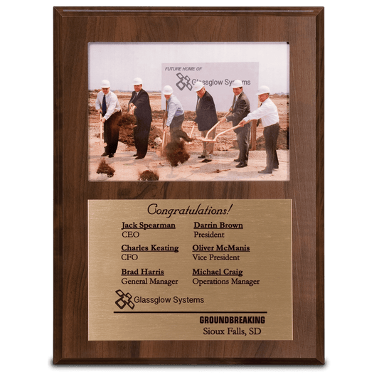 12" x 15" Cherry Finish Slide-In Frame Plaque with 10" x 8" Window laser engravable