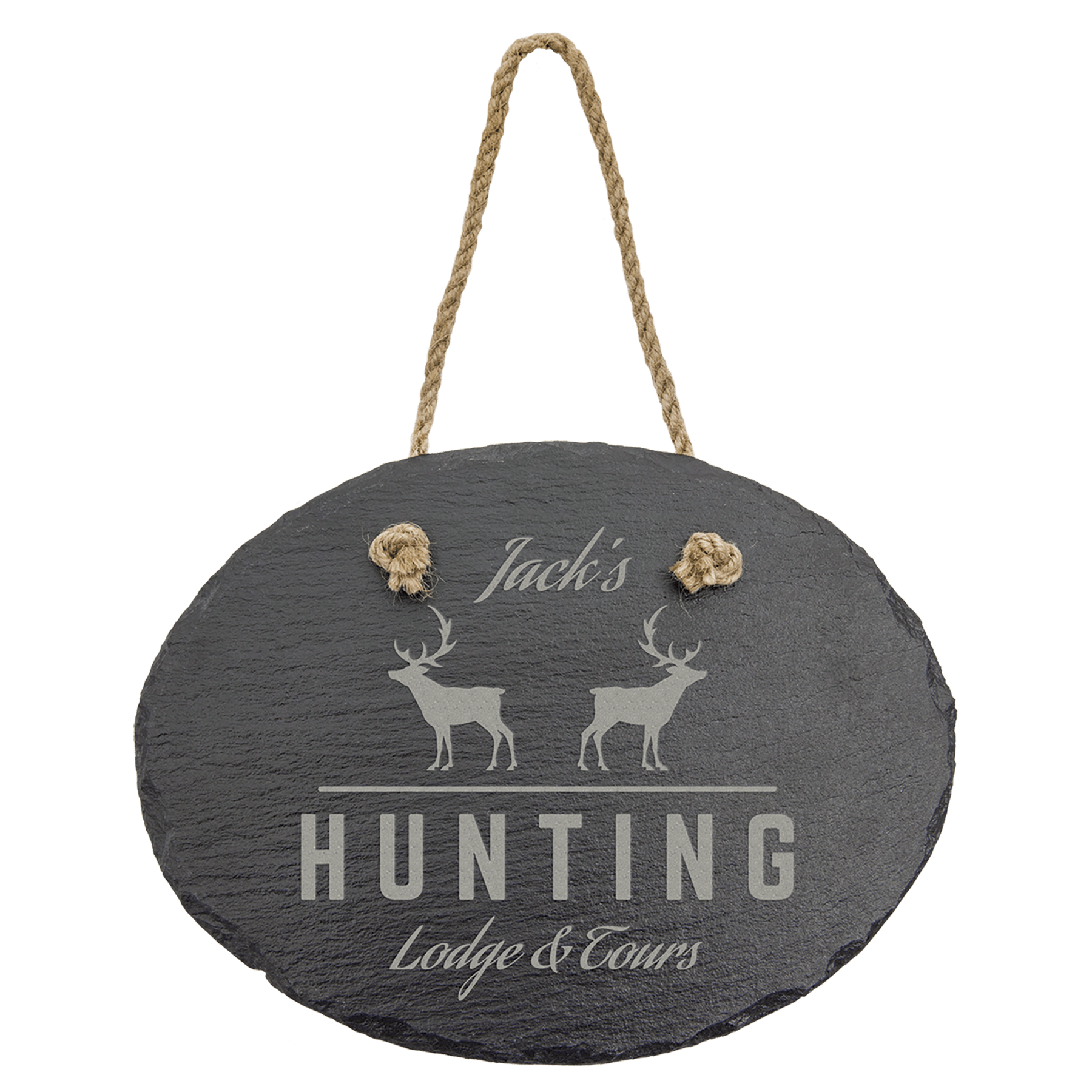 7 3/4" x 6" Oval Slate Decor with Hanger String laser engravable